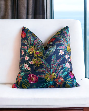 Olga Midnight Midnight Embroidered Navy Pillow Cover