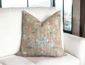 Turkish Locanda Duck Celery Double Sided Throw Pillow Cover