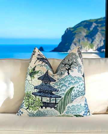 Tea House Briard Printed Double Sided Cotton Pillow Cover