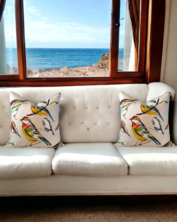 Set of 2 Throw Pillow Covers Lisette Meadow Bird Print Throw Pillow Covers Bird Throw Pillows