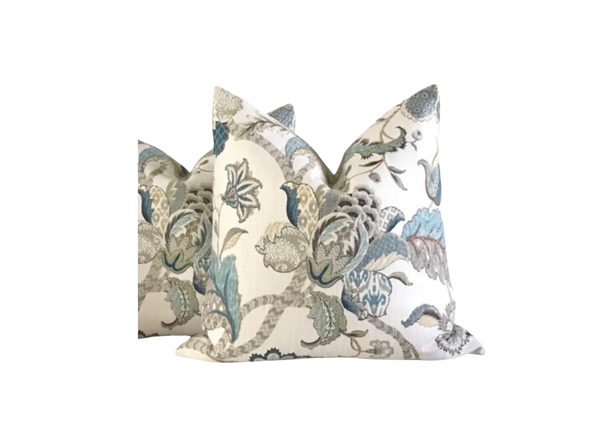 Set of 2 Throw Pillow Covers Blue Jacobean Floral P Kaufmann Finders Keepers Pillow Cover Designer Pillow Cover