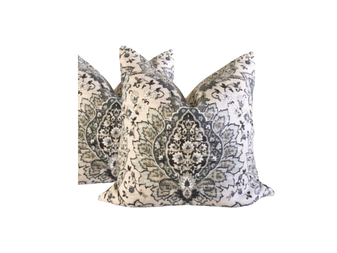 Set of 2 Linen Moroccan Throw Pillow Covers Richloom Cadogan Mica Floral